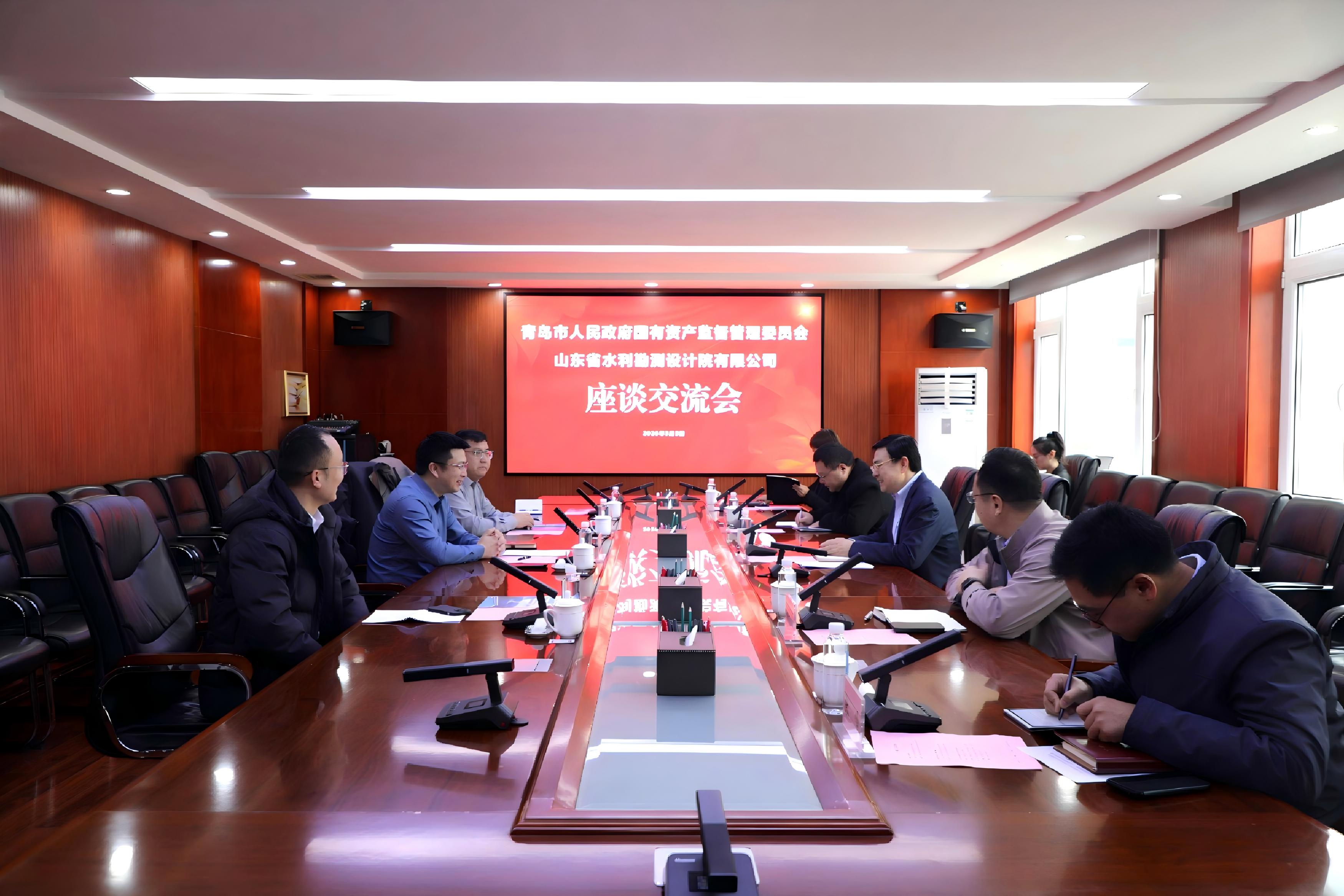 青岛市国资委党委委员、副主任朱文泉一行到访山东水设